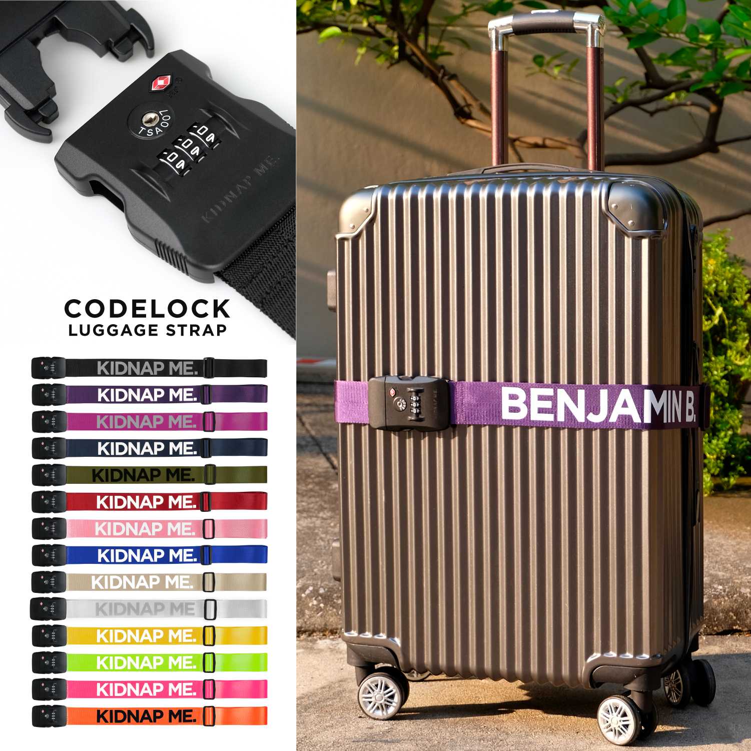 LUGGAGE STRAP CODE LOCK COLLECTION | สายรัดกระเป๋าเดินทางแบบมีรหัสลอค สายไนลอน ( พิมพ์ชื่อได้ )