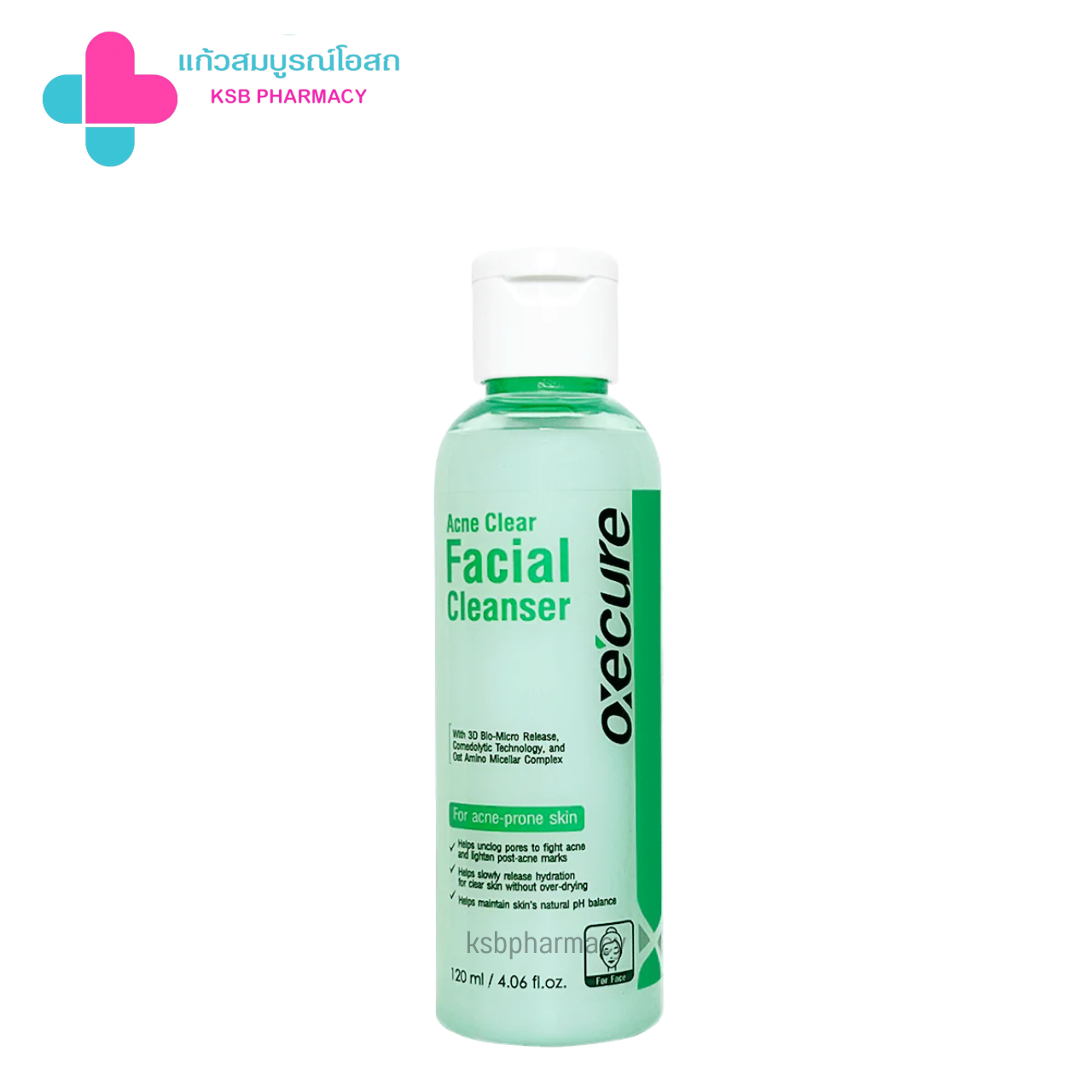 OXE CURE อ๊อกซีเคียว แอคเน่ เคลียร์ เฟเชี่ยล คลีนเซอร์ 120 มล. เจลล้างหน้าสำหรับผิวที่เป็นสิว