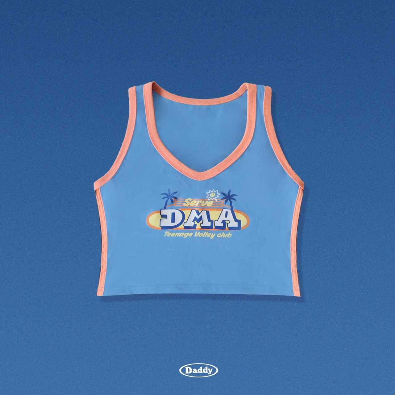 Teeange Valley Club Crop Top เสื้อกล้ามครอปท็อป คอวี สกรีนลาย “Serve DMA teenage valley club”