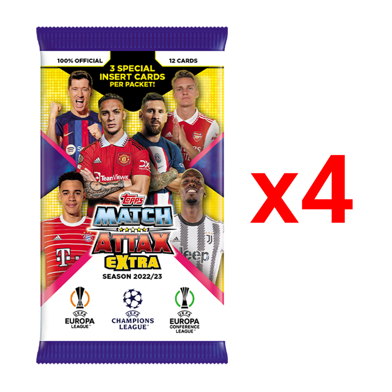 Match Attax Extra 2023 Cards x 4 Packs / การ์ดฟุตบอลแมตช์แอทแทค เอ็กซ์ตร้า ซองสุ่ม (4 ซอง)