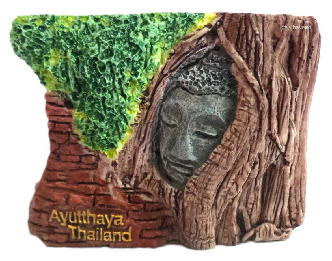 แม่เหล็กติดตู้เย็น เศียรพระพุทธรูปในรากต้นโพธิ์,วัดมหาธาตุ,The Buddha head, Ayutthaya Fridge Magnet