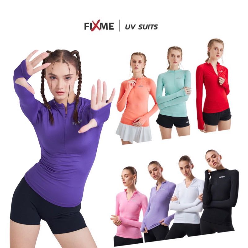 เสื้อกันUV 99%  ซิปหน้า  เสื้อกอล์ฟผู้หญิง เสื้อวิ่งเทรล แห้งไว ไร้กลิ่น FIXMESPORT