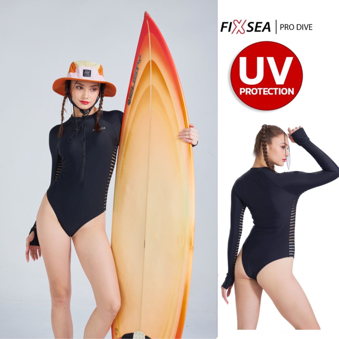 UV  Sleeve Swimsuit ชุดว่ายน้ำ ชุดเซิร์ฟ วันพีช แขนยาว FIXME One Piece