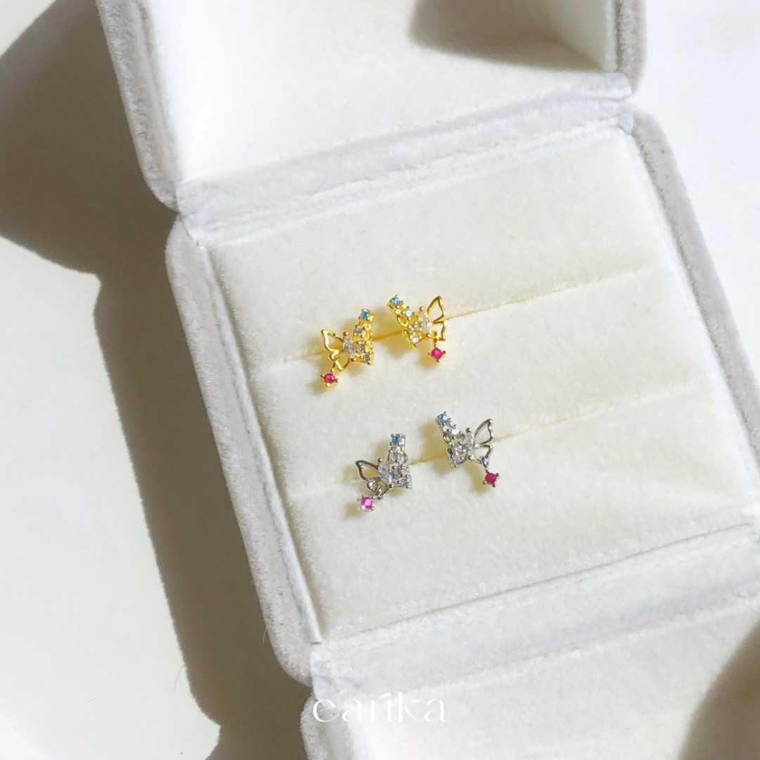 earika.earrings - mariposa piercing จิวหูเงินแท้จี้ผีเสื้อประดับเพชร เหมาะสำหรับคนแพ้ง่าย