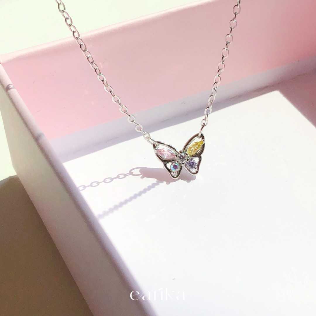 earika.earrings - candy buttie necklace สร้อยคอจี้ผีเสื้อประดับเพชรเงินแท้ S92.5 ปรับขนาดได้