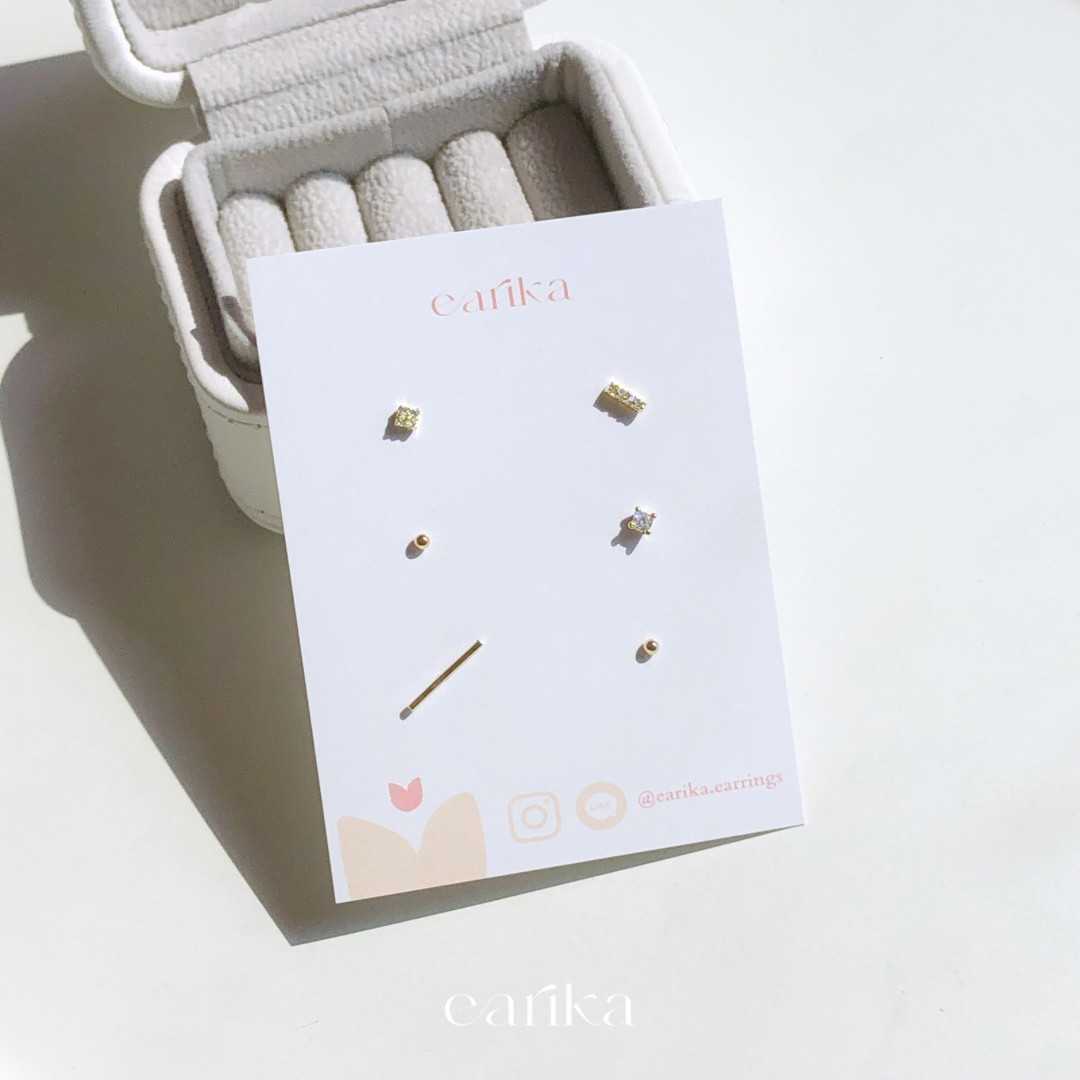 earika.earrings - gold daily mix set เซ็ตต่างหูสีทองก้านเงินแท้ ผิวแพ้ง่ายใส่ได้