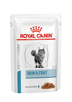 Royal canin อาหารแมวประกอบการรักษาโรคผิวหนัง ชนิดเปียก (SKIN & COAT GRAVY) 12 ซอง