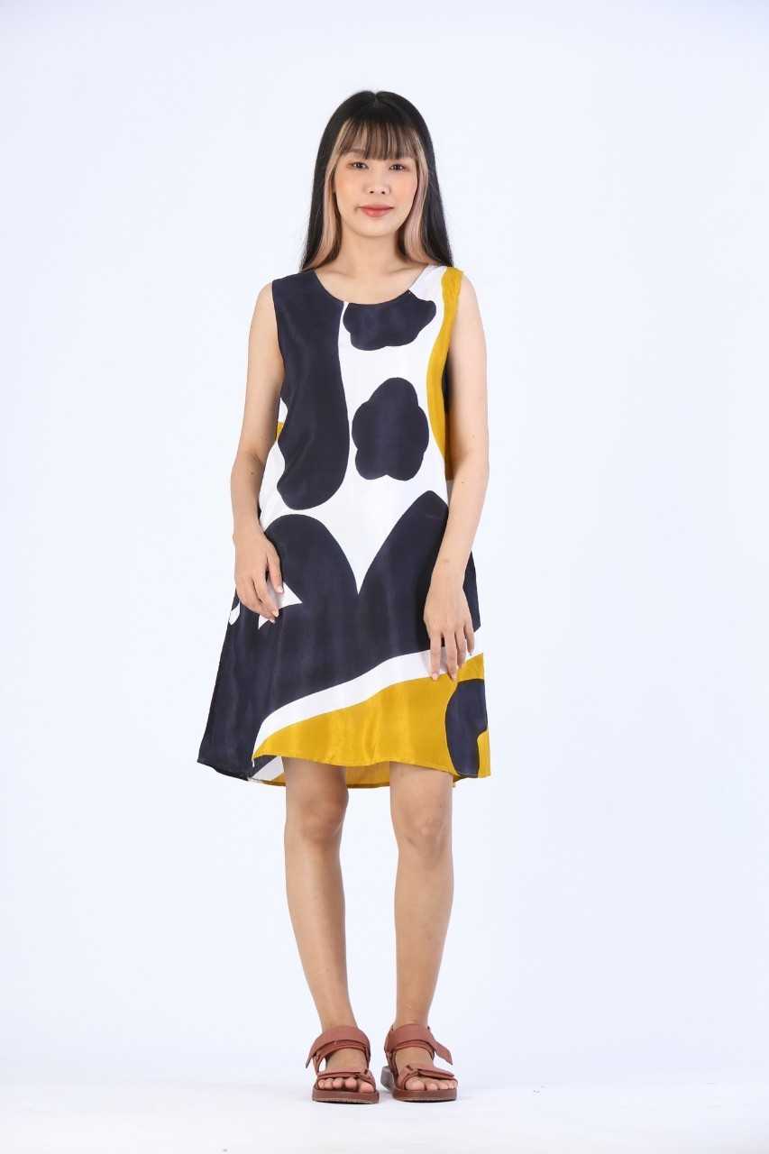 (Pre-order)Short Dress Cotton Rayon Hand Paint