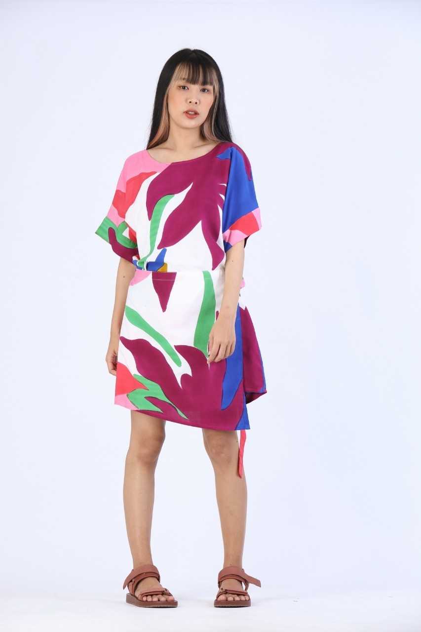 (Pre-order) Short Dress Cotton Rayon Hand Paint