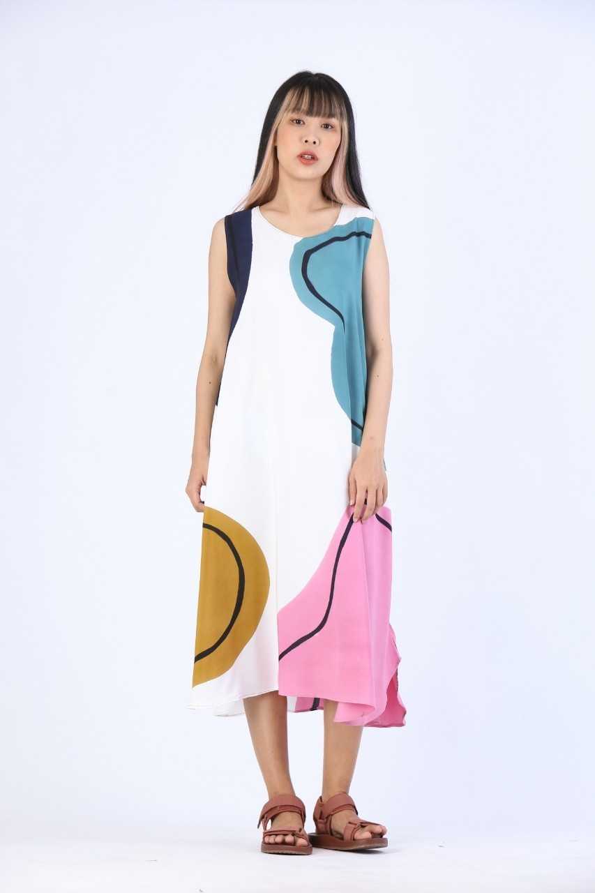 (Pre-Order)Sac Sleeveless Dress Cotton Rayon Hand paint