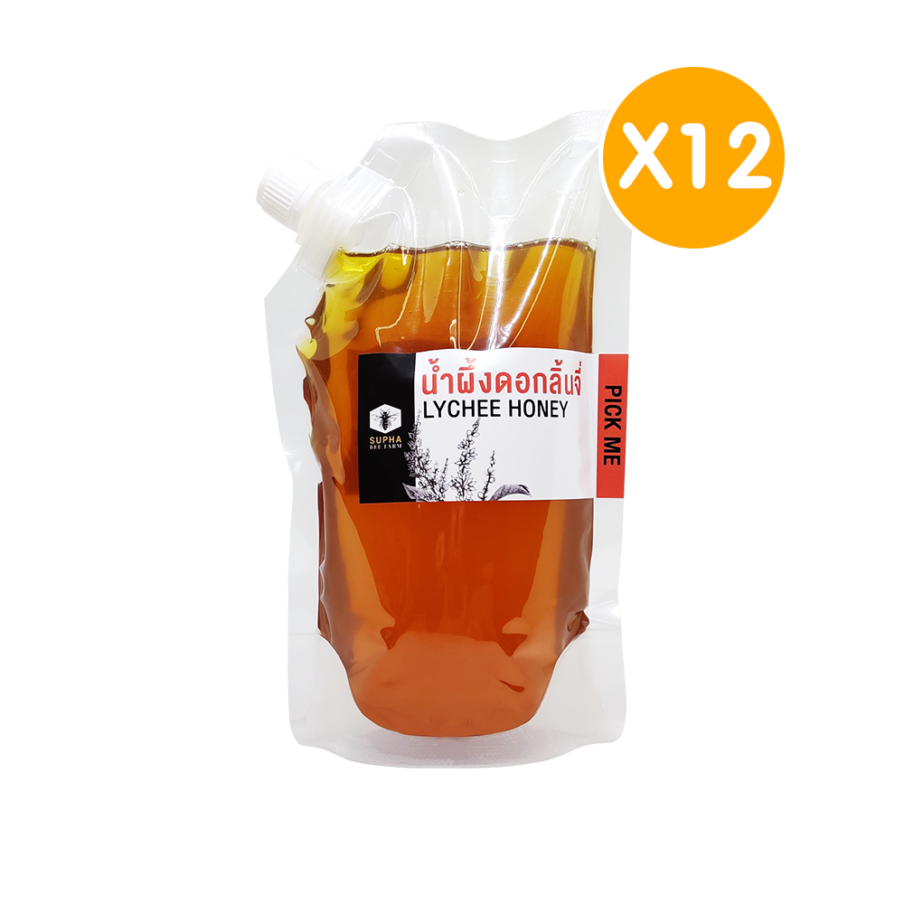 น้ำผึ้งดอกลิ้นจี่ 800 กรัม ถุงรีฟิล แพ็ค 12 ถุง Lychee Honey 800g 12 pcs