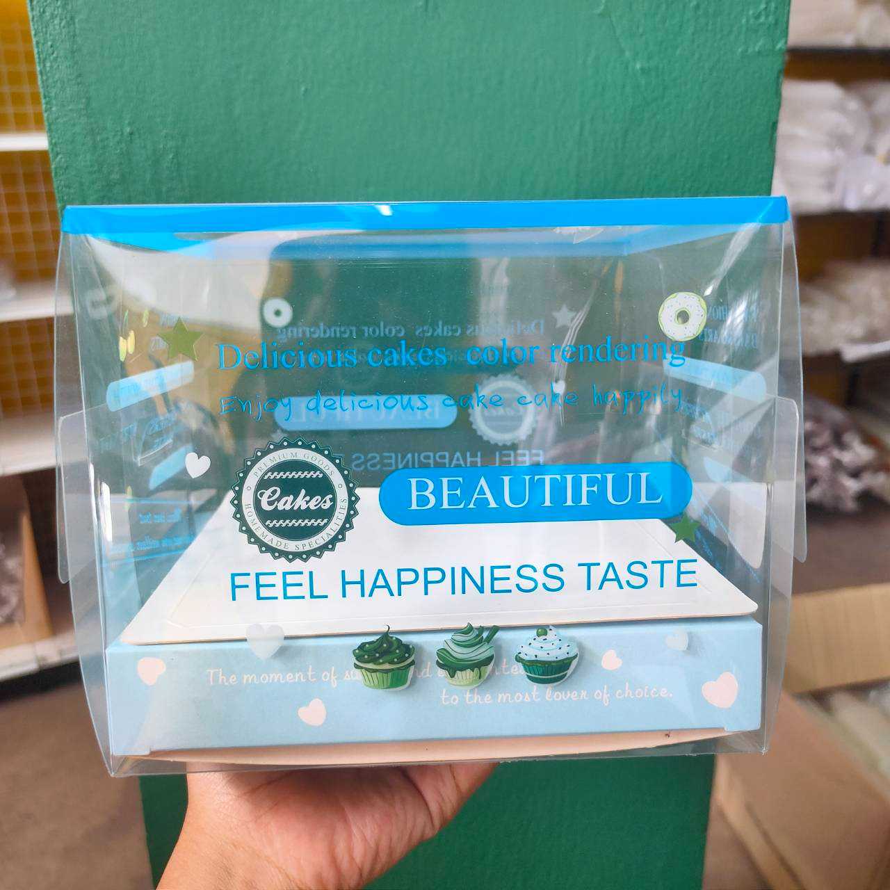P161PETE043 กล่่องเค้กครึ่งปอนด์  ลายพิ่มพ์ กล่องเค้กหูหิ้วแฟนซีพิมพ์ลาย 7นิ้ว(ห่อ5ชุด)