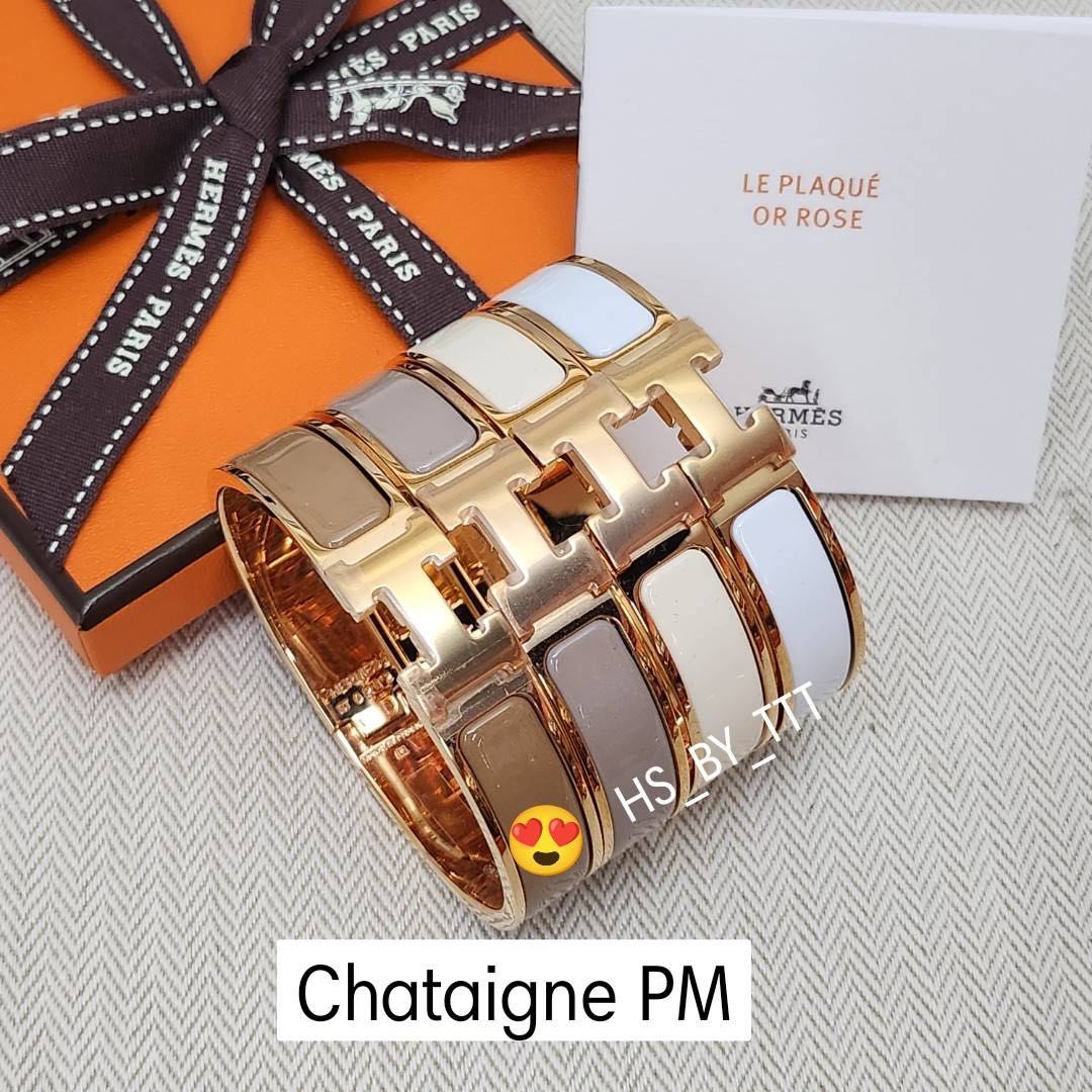 Hermes ClicH Bracelet Chataigne   Bracelet กำไร ขอบทอง , ขอบโรส Size PM & GM