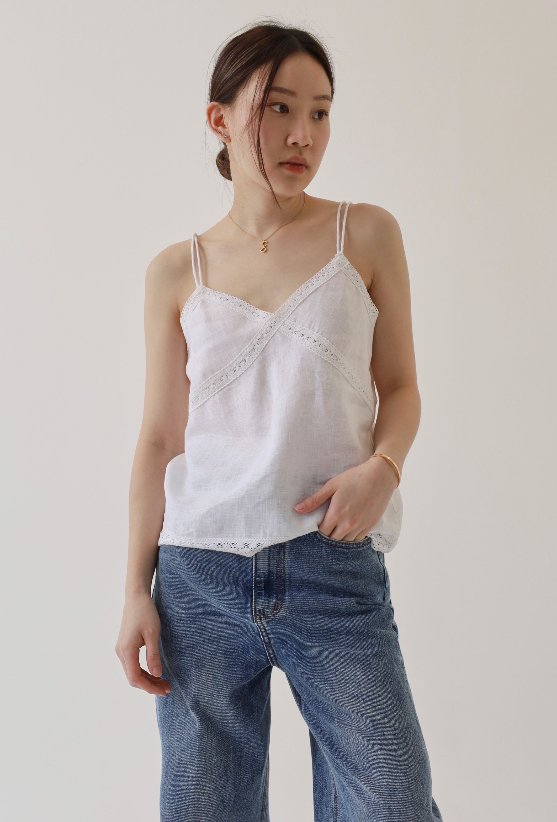 RUMON OFFICIAL- Flowy Lace Linen Top