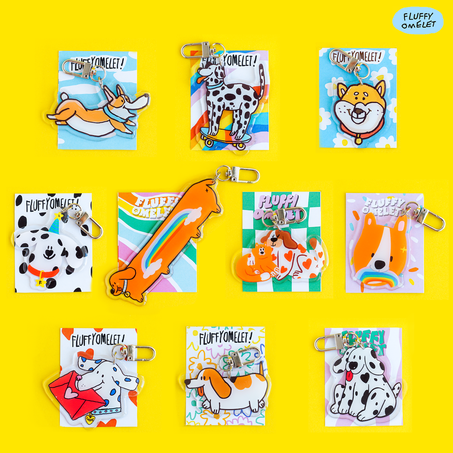 FLUFFY OMELET KEYCHAIN/BROOCH/PHONE GRIP (เลือกลาย6)
