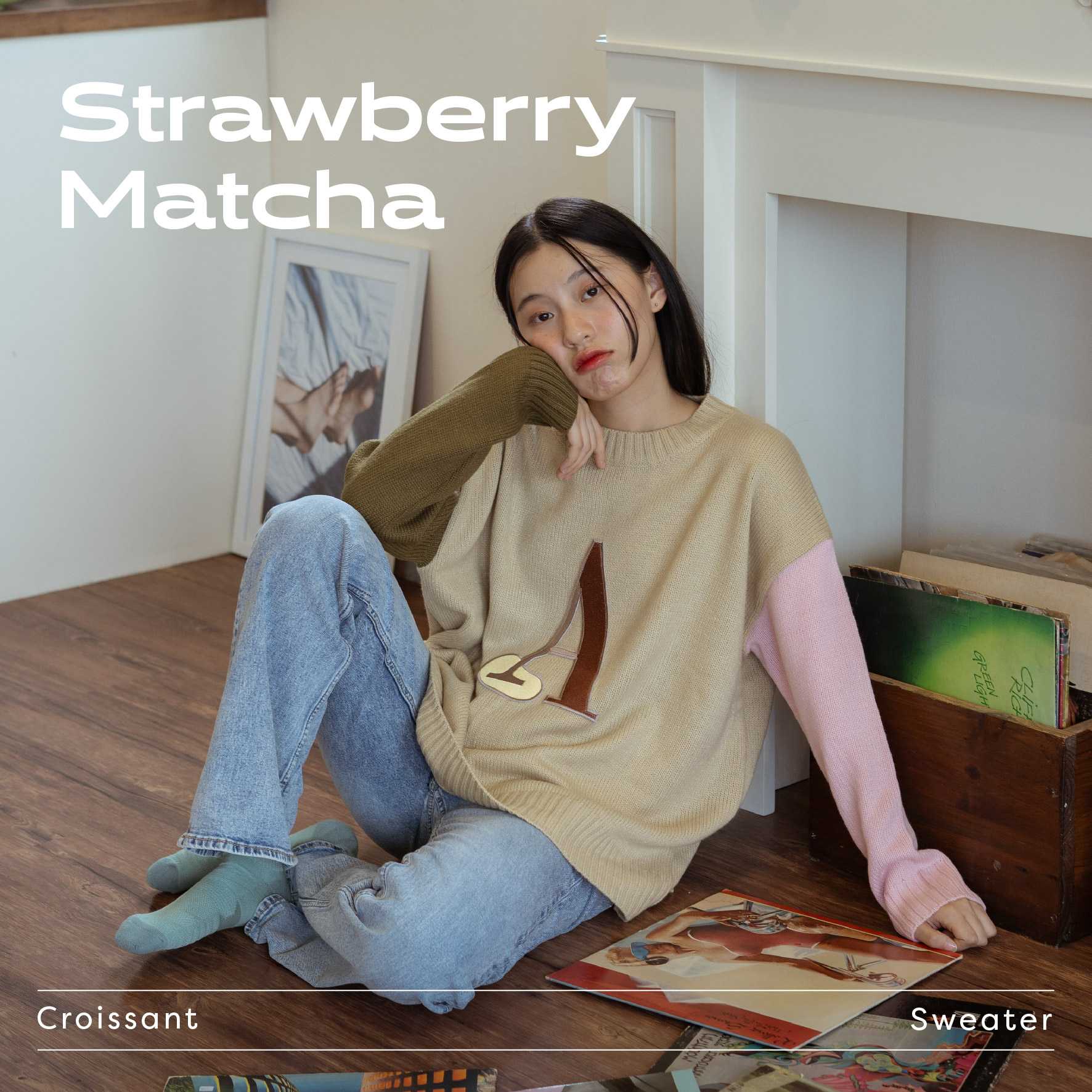 Croissant Sweater  - Strawberry Matcha