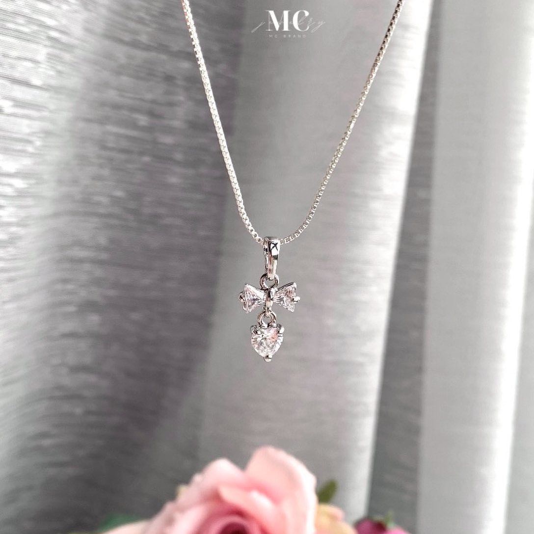 สร้อยเงินเเท้รุ่น Amy I✅ไม่ลอก ไม่แพ้ ✨แถมฟรีกล่องจิวเวลรี่แบรนด์และผ้าเช็ด✨