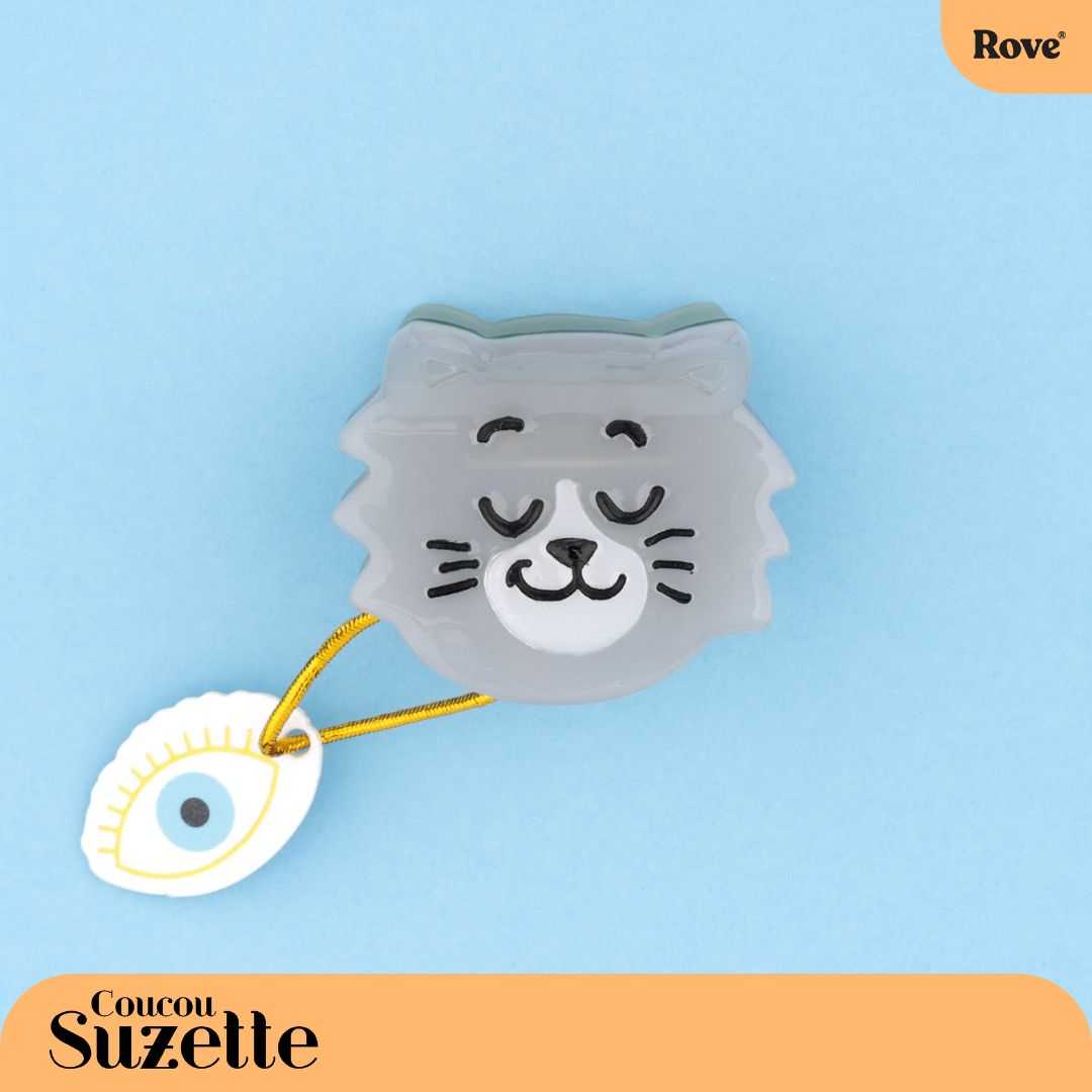 Coucou Suzette Mini Hair Claw - Grey Cat