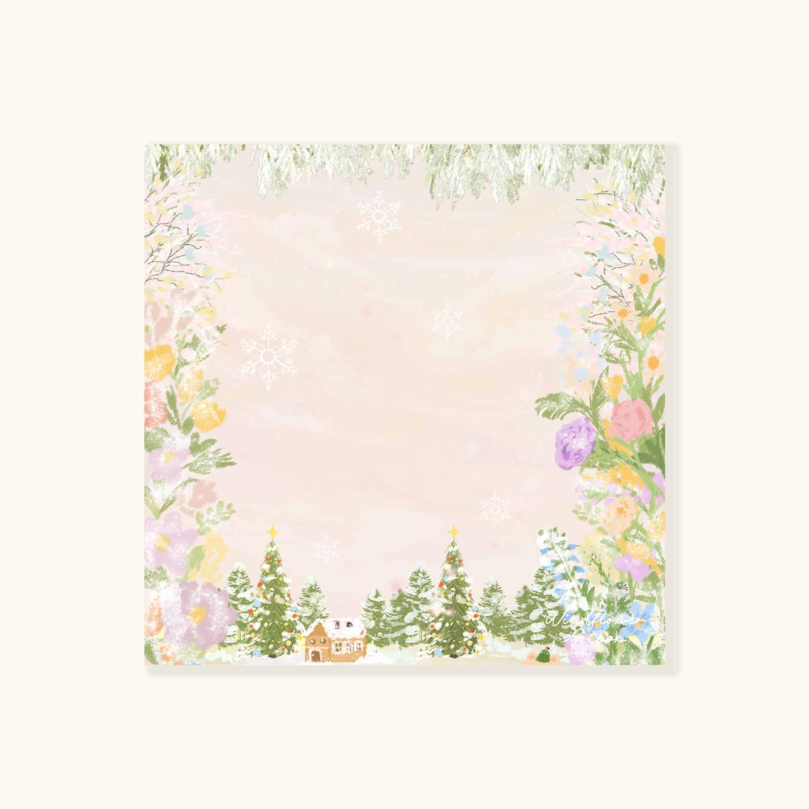 Notepad [Warm Flowers in Winter]  9x9cm