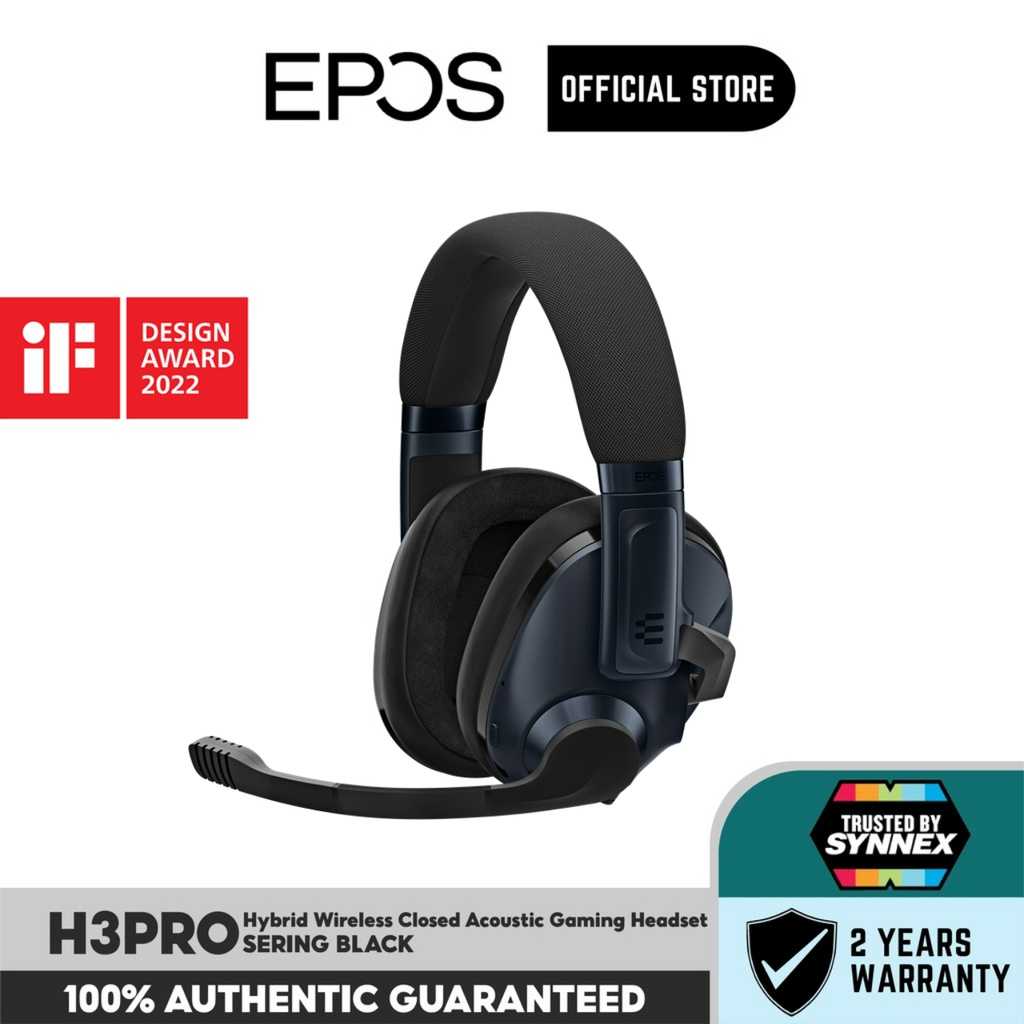 EPOS H3PRO Hybrid Wireless Closed Acoustic Gaming Headset SERING BLACK (H3PRO-Hybrid-SB)