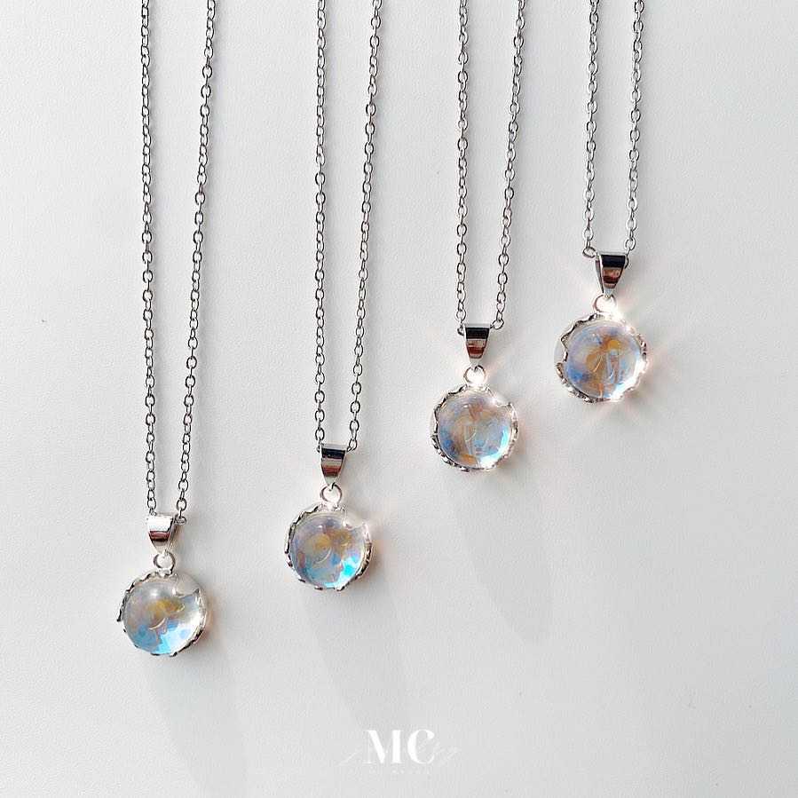 สร้อยเงินเเท้ 92.5 % รุ่น Moonstone🔮 I✅ไม่ลอก ไม่แพ้ ✨แถมฟรีกล่องจิวเวลรี่แบรนด์และผ้าเช็ด✨