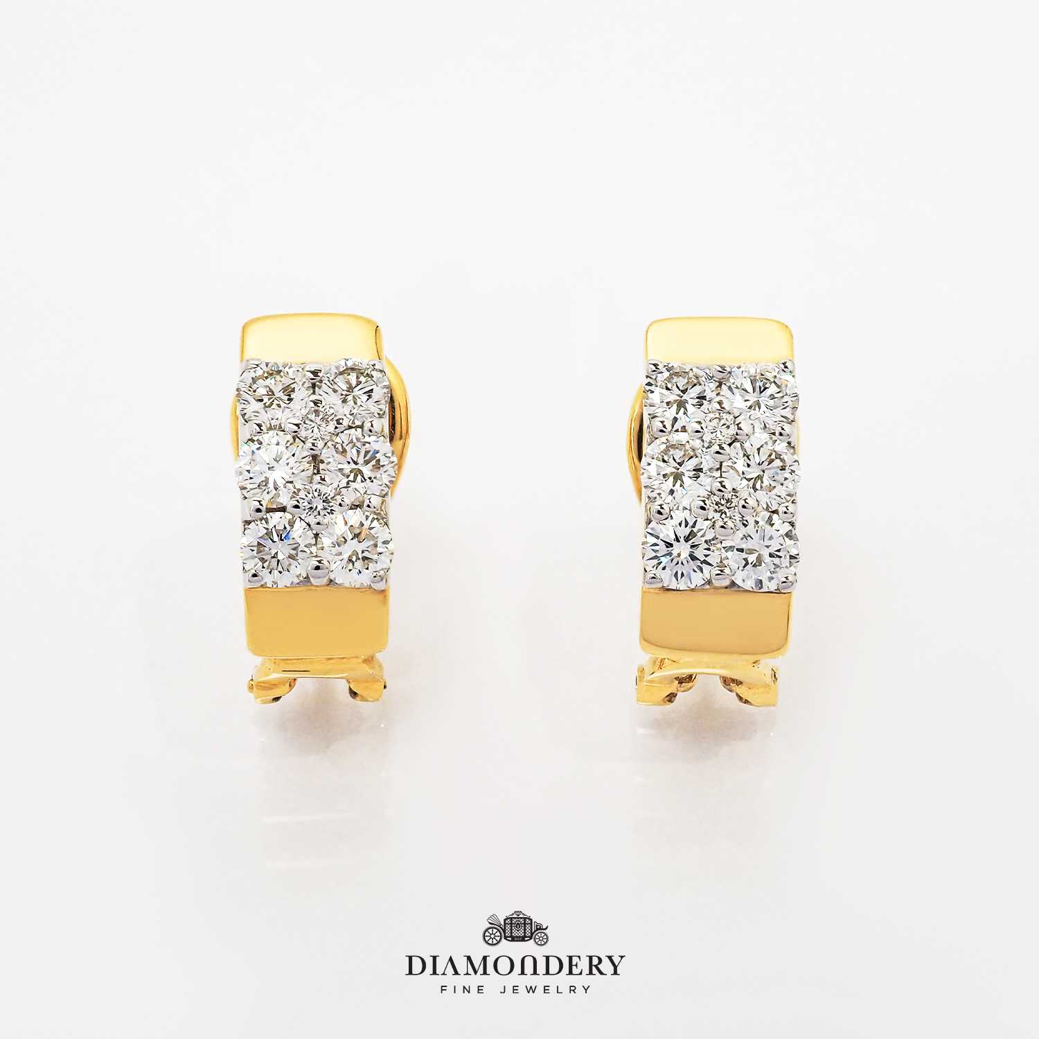 ต่างหูเพชร Gold Diamond Hoop Earrings