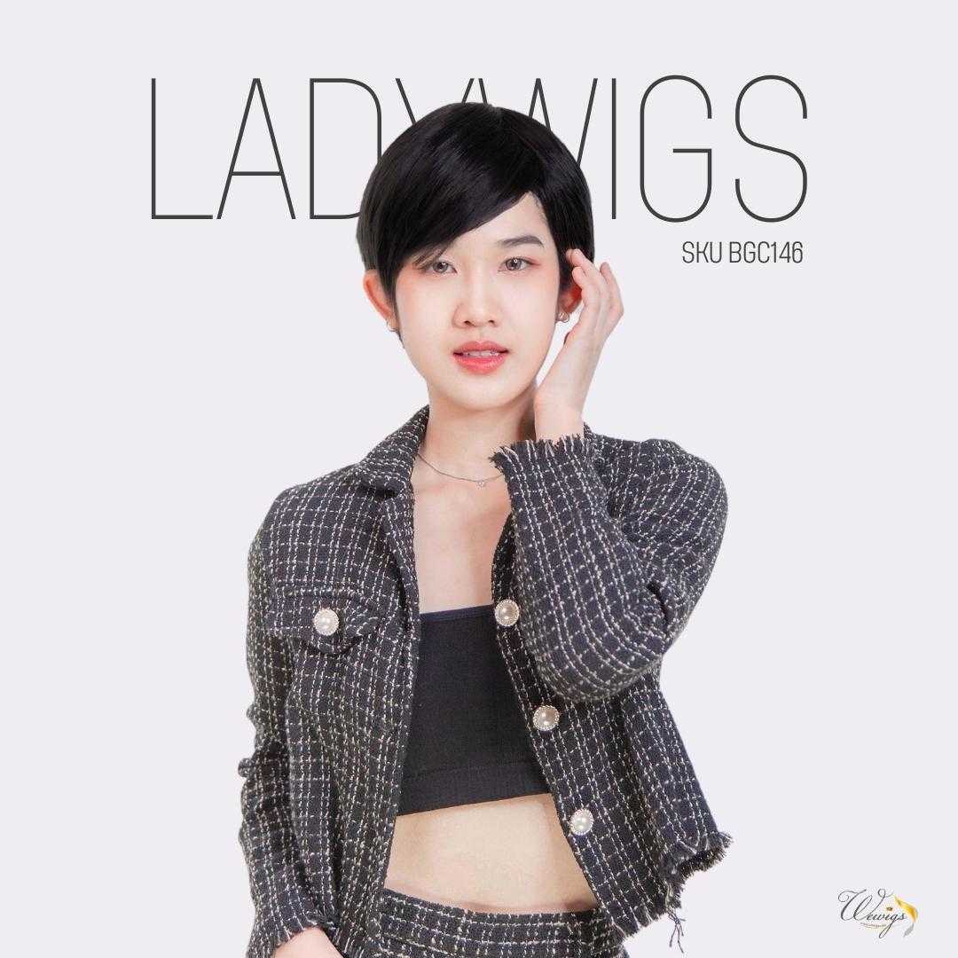 LADYWIGS วิกผมซอยสั้น หน้าม้าปัด วิกผมไหมเกาหลีคัดเกรด BGC146