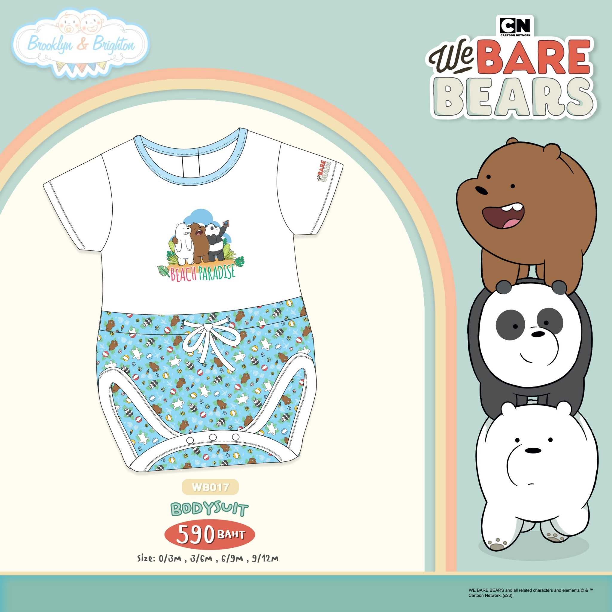We Bare Bears - Bodysuit 3หมีจอมป่วน - WB017 (0/3M-9/12M) ขายดีตลอดกาล