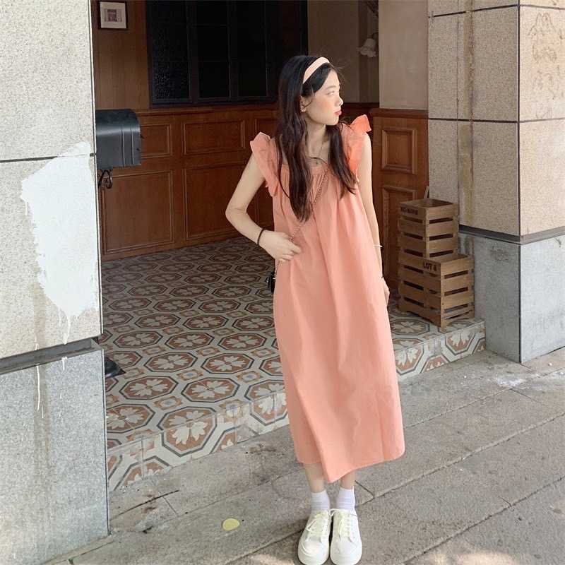 U43 เดรสยาวสีโอรส ขนาดฟรีไซส์ ใส่สบาย