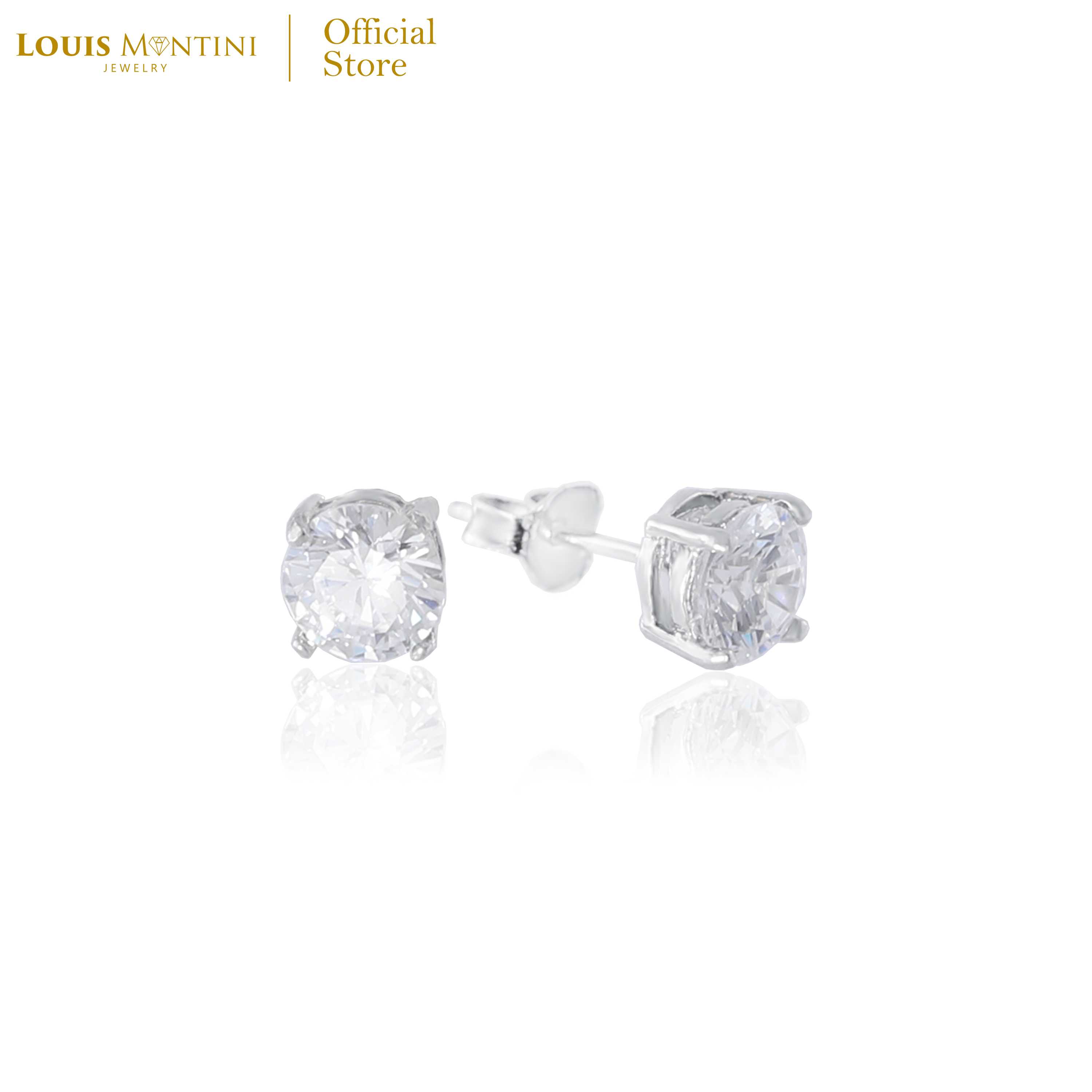 Louis Montini (Jewelry) Sterling Silver 925 Earrings ต่างหูเงินแท้ 92.5% รูปเพชร LJER17