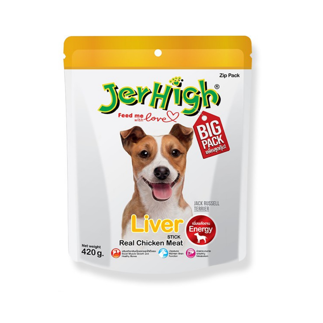 Jerhigh เจอร์ไฮ สติ้ก ขนมสุนัข สติ๊ก รสตับ 400 g.