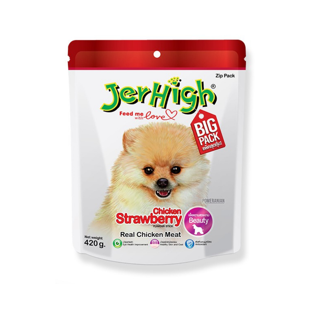Jerhigh เจอร์ไฮ สติ้ก ขนมสุนัข สติ๊ก รสสตอเบอรี่ 400 g.