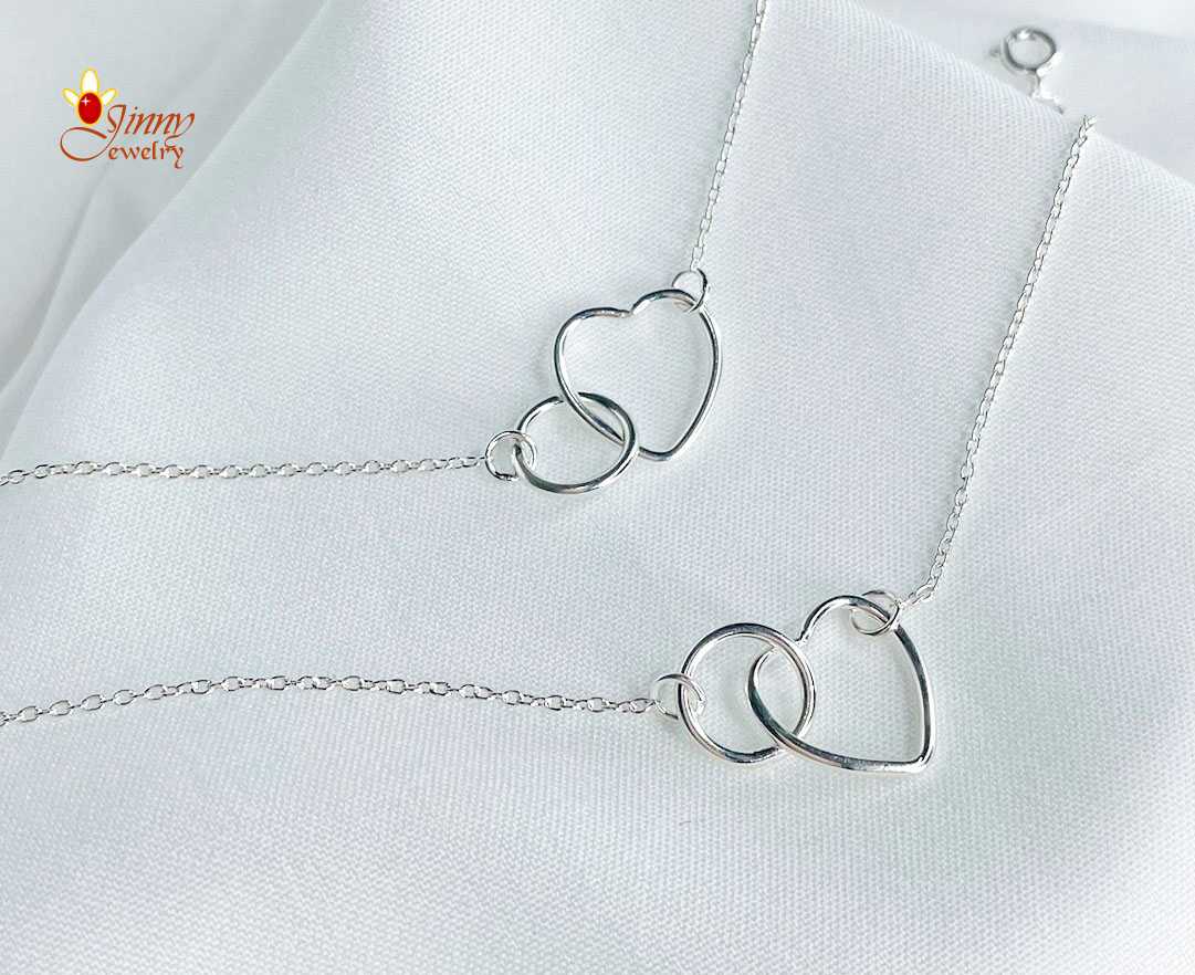 สร้อยเงินแท้ 92.5% สร้อยพร้อมจี้ รูปหัวใจคล้องห่วงกลม Minimal Style ขนาดฟรีไซส์ งานเล็กๆ น่ารักๆ