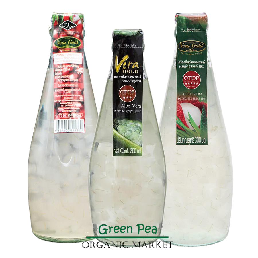 VERA GOLD ALOE VERA DRINK  เครื่องดื่ม น้ำว่านหางจระเข้ 300ml. อร่อย ไม่เจือสีสังเคราะห์ กินไม่อ้วน