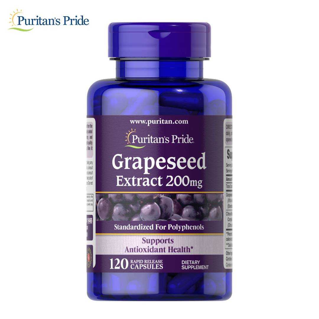 เมล็ดองุ่นสกัด Puritan's Pride Grapeseed Extract 200 mg/ 120 Capsules