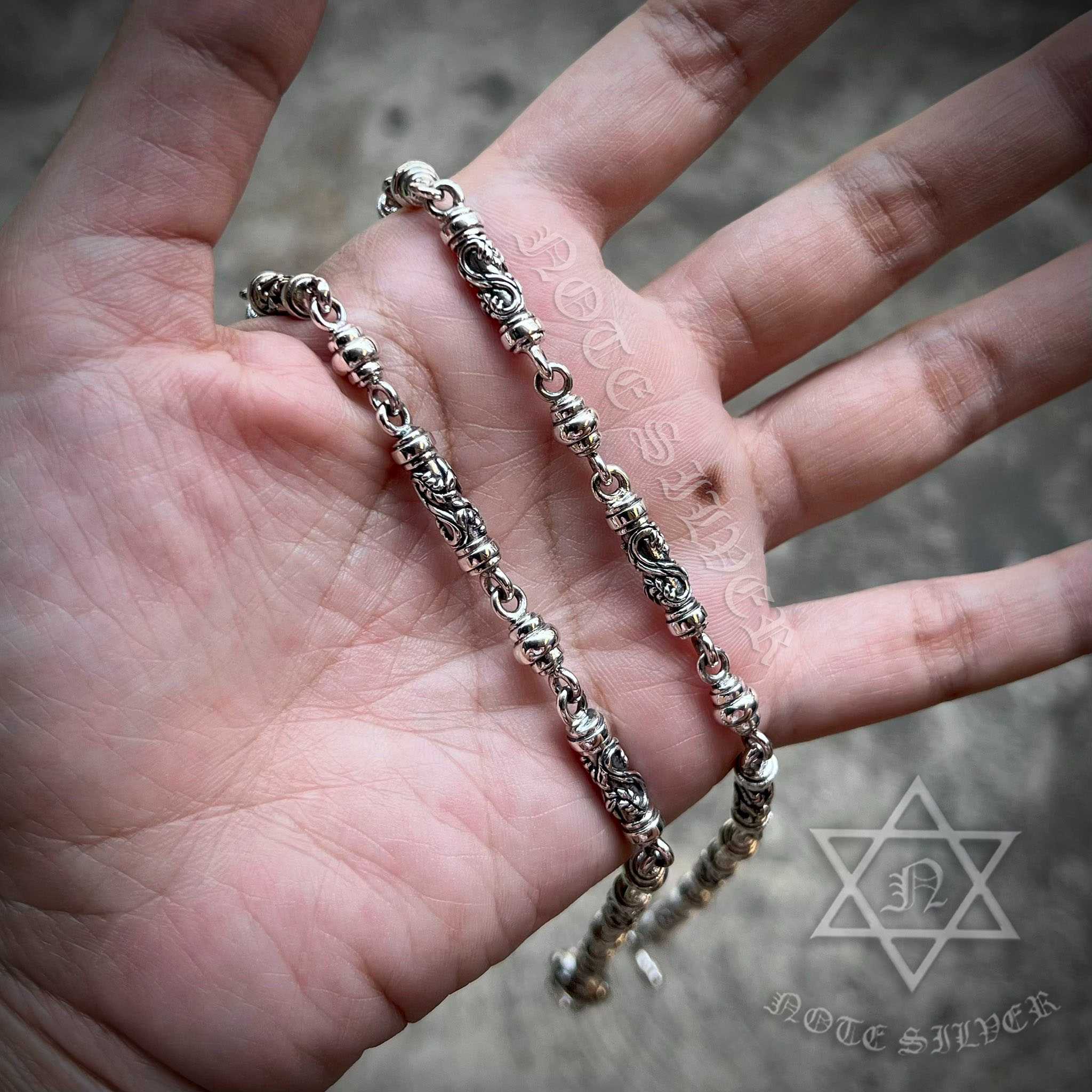 สร้อยคอเงินแท้ ลายรวงข้าว ตะขอ Star of David  Sterling Silver 925 NSNL3144