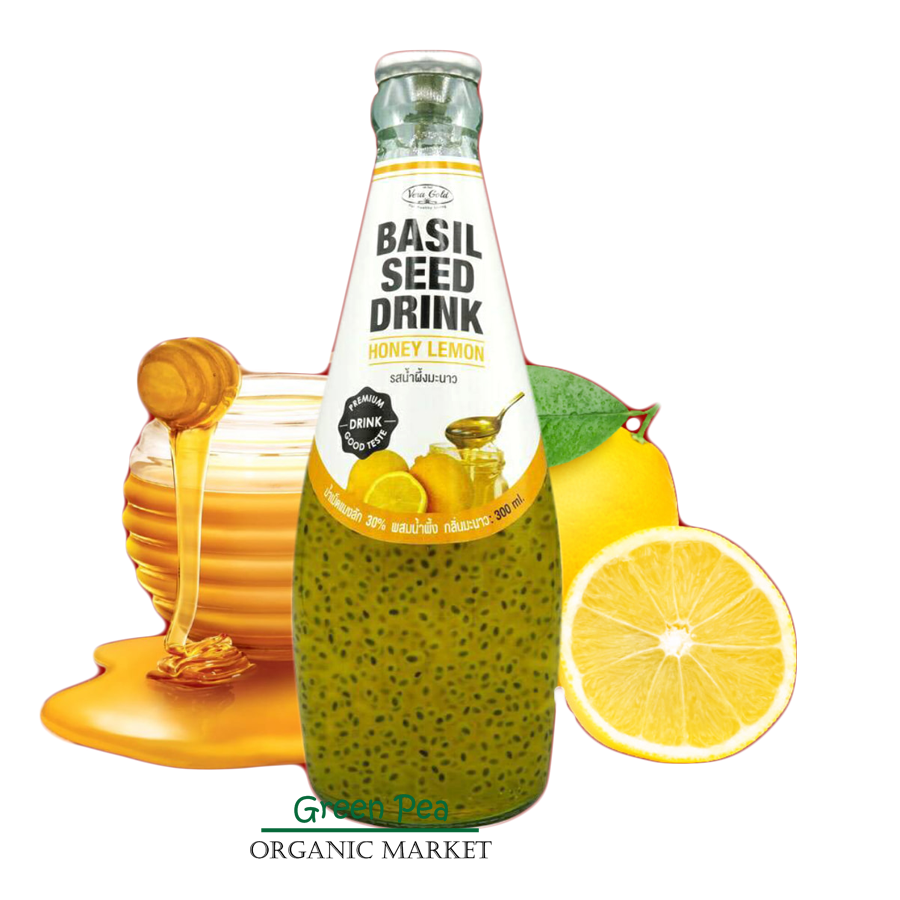 VERA GOLD BASIL SEED DRINK HONEY LEMON เวร่า โกลด์ น้ำเม็ดแมงลัก 30% ผสมน้ำผึ้ง 300ml. กินไม่อ้วน