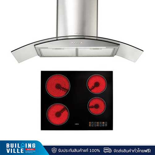 MEX ชุดเครื่องดูดควัน KV728X90-1 + เตาไฟฟ้าฐานกระจกเซรามิก HVN264