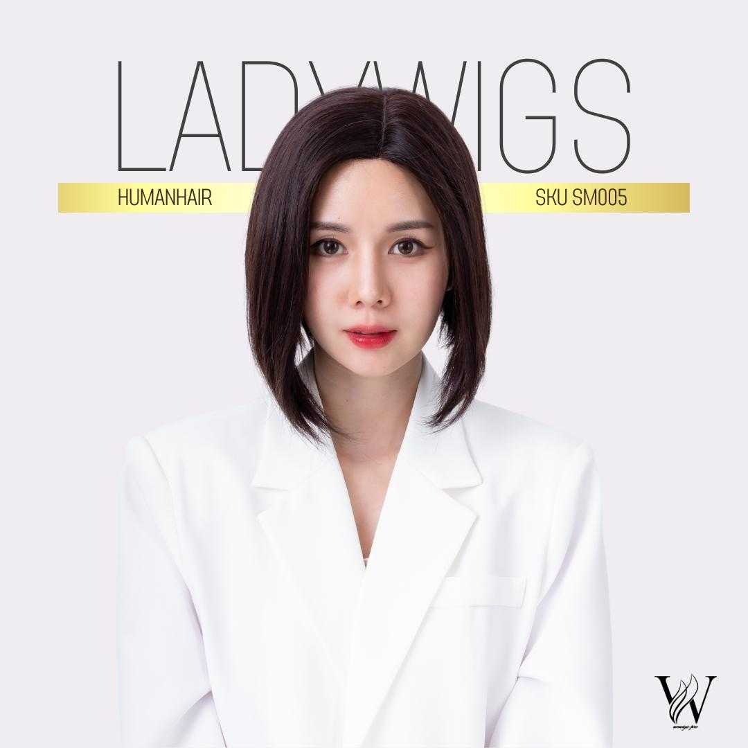 LADYWIGS วิกผมแท้ ทรงผมตรงสั้นประบ่า แสกกลาง SM005