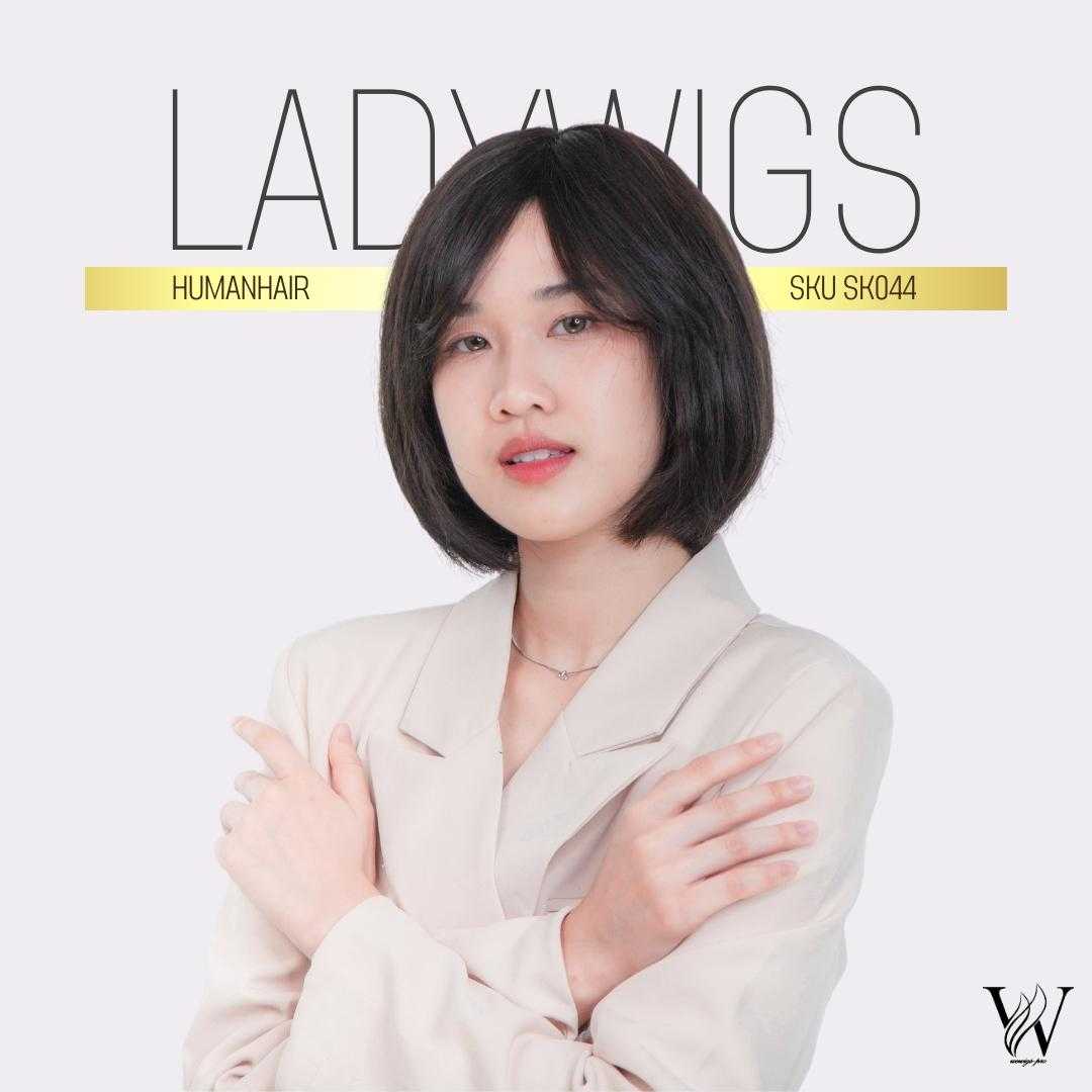 LADYWIGS วิกผมแท้ ทรงบ๊อบสั้น หน้าม้าปัด SK044