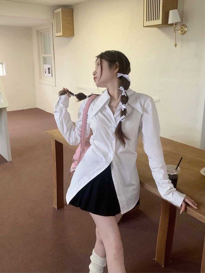 T287  เสื้อเชิ้ตแขนยาว ทรงสวย พร้อมส่ง 2 สี
