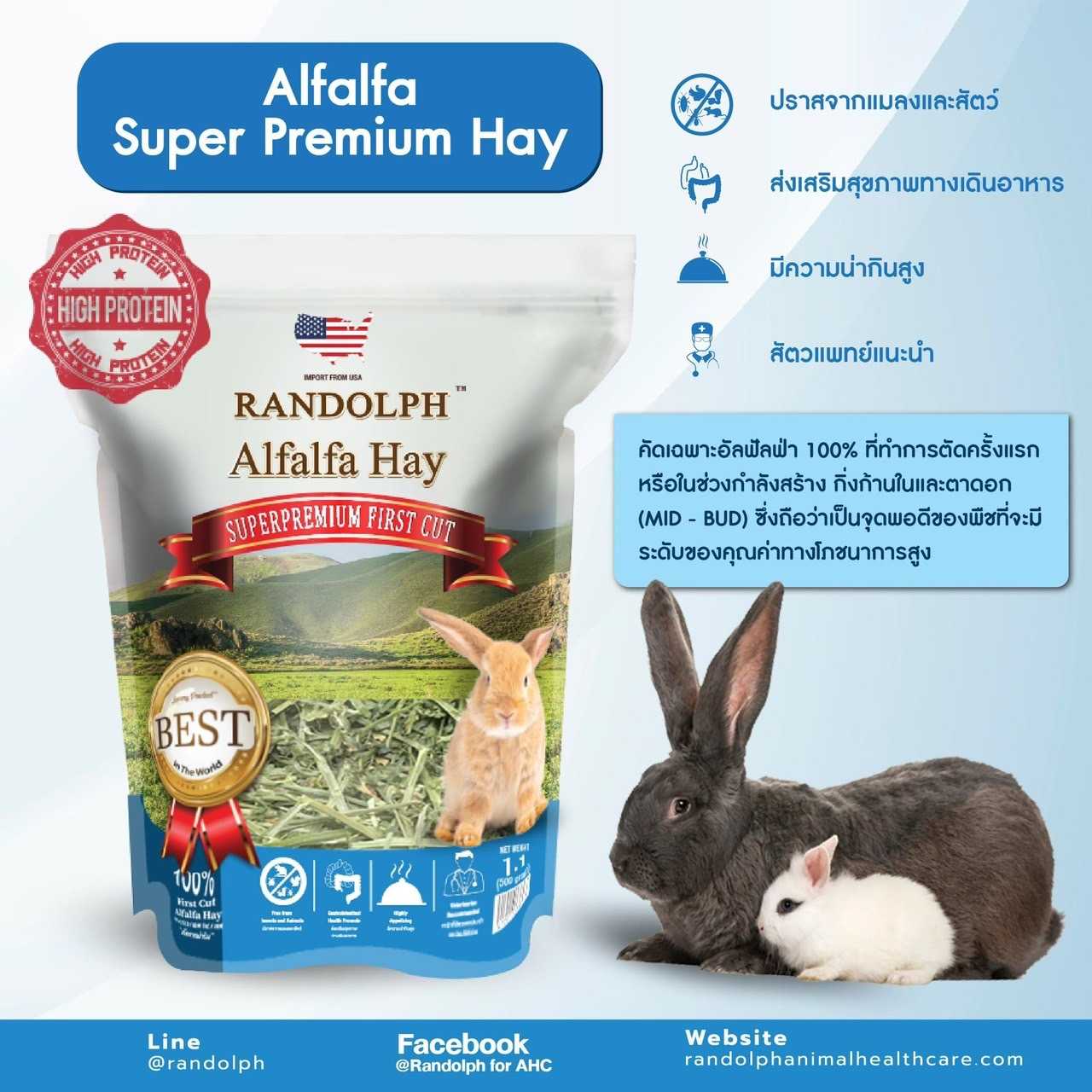 Randolph Alfalfa Hay 500g. หญ้าอัลฟาฟ่า Super premium