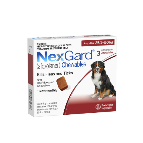 Nexgard ยากำจัดเห็บหมัด ชนิดเม็ด 25-50กก.