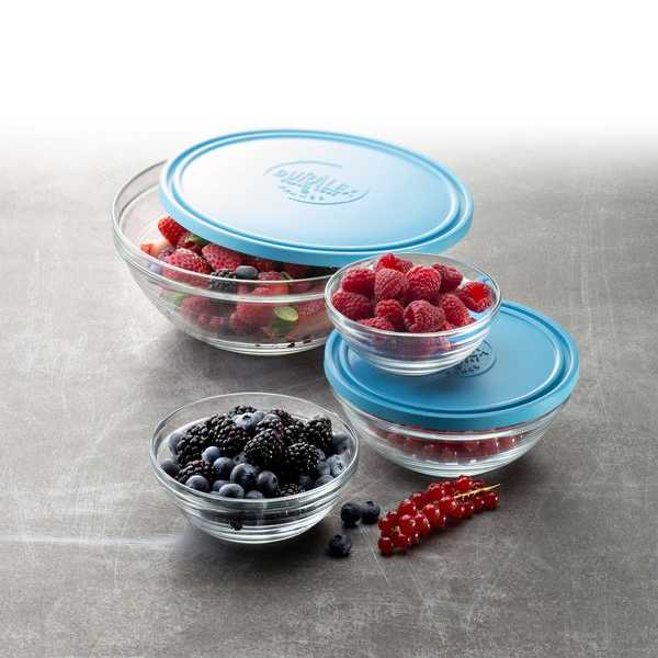 กล่องถนอมอาหาร ฝากลม สีฟ้า Duralex Freshbox Rond with blue lid (1 pc)