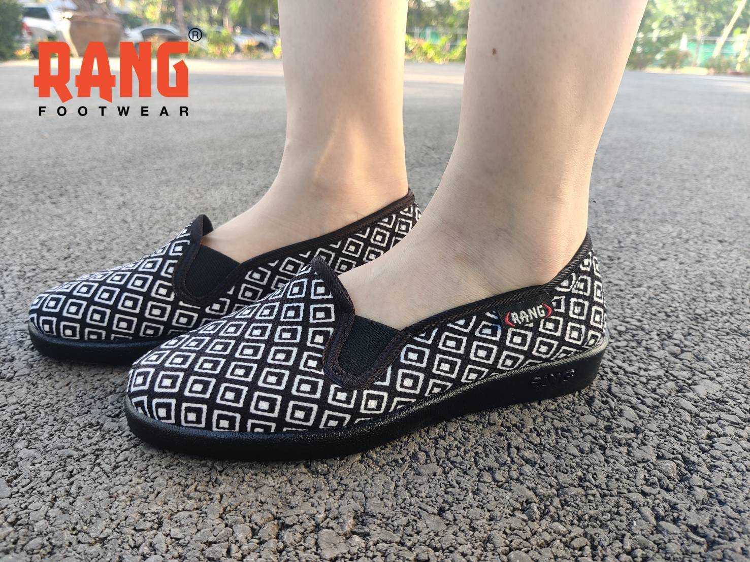RANG รองเท้าแรง รุ่น 504 ลายเหลี่ยมขาว  เบอร์ 36-40