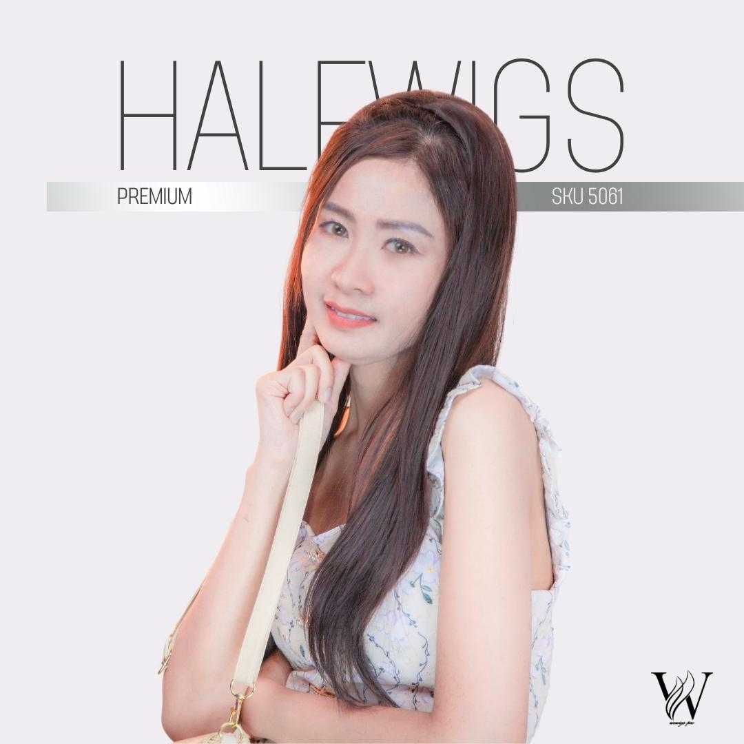 HALFWIGS ฮาฟวิกทรงยาวตรง สไลด์ปลาย ความยาว 65 cm. สีน้ำตาลแดง วิกผมไหมเกหลีเกรดพรีเมี่ยม 5061