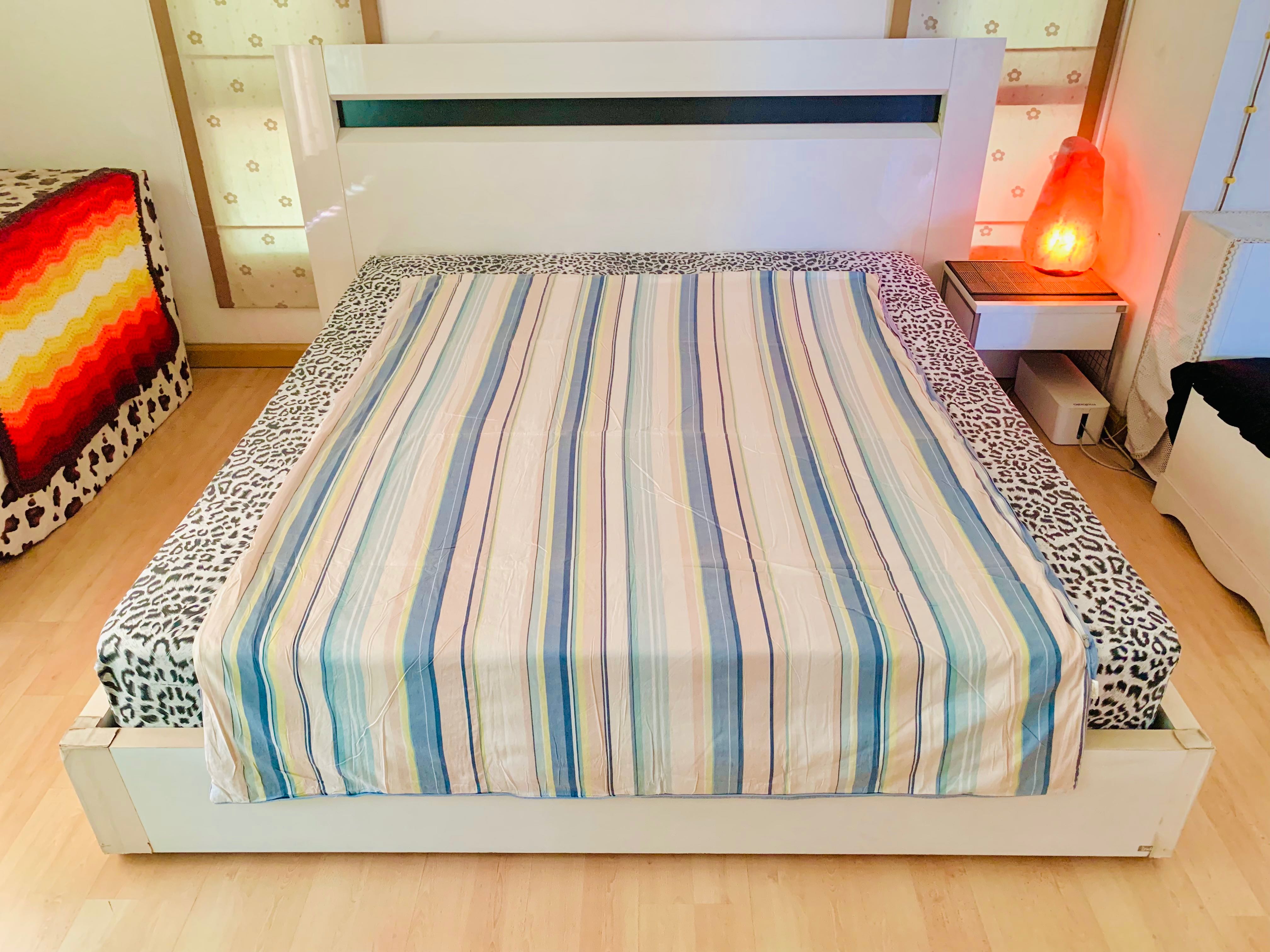 ปลอกคลุมที่นอนปิคนิค/ท๊อปเปอร์ หรือปลอกผ้านวม ขนาด 5ฟุต สีฟ้าน้ำตาลลายทาง ยี่ห้อ Amante 