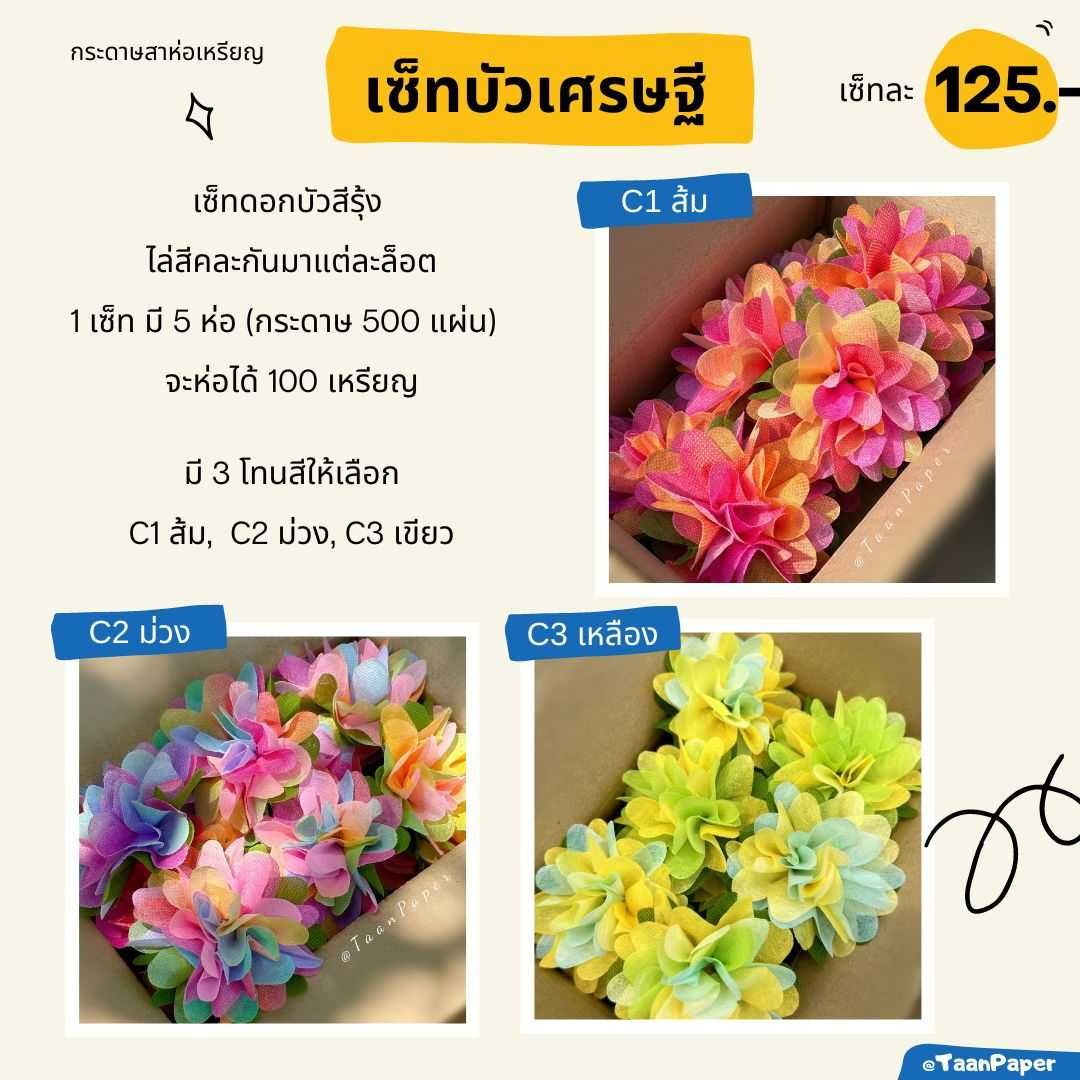 กระดาษสาห่อเหรียญ เซ็ทบัวเศรษฐี สีรุ้ง (5ห่อ)