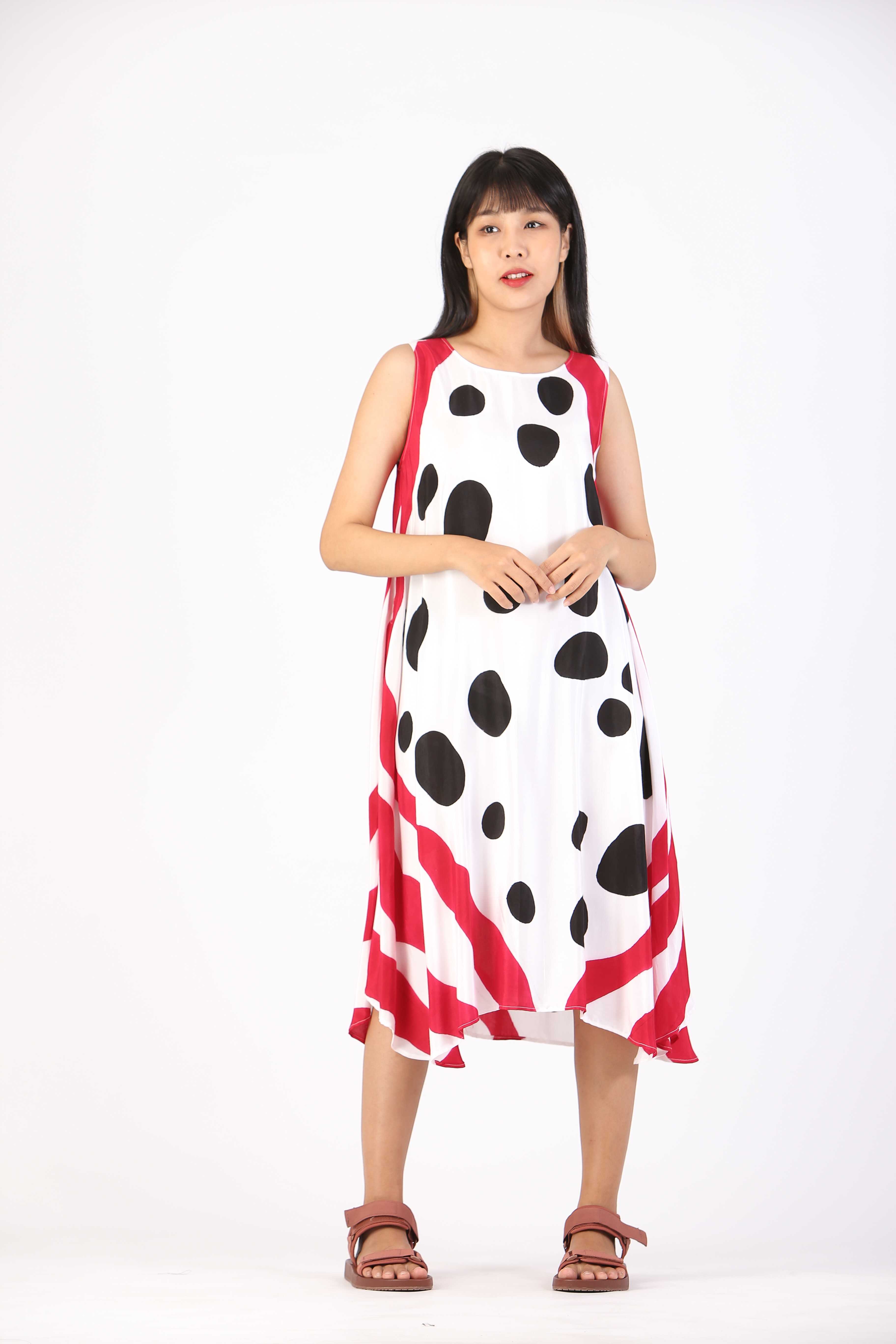 (Pre-order) Sac Sleeveless Dress Cotton Silk Hand paint