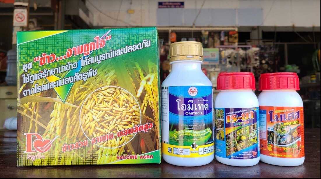ชุดข้าวงามถูกใจ รักษาโรคพืชต่างๆ ป้องกันกำจัดเพลี้ยกระโดด หนอนกอข้าว โรคใบไหม้ โรคกาบใบแห้ง  เป็นต้น